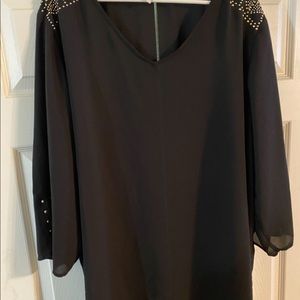Black See - Through Bedazzled Blouse